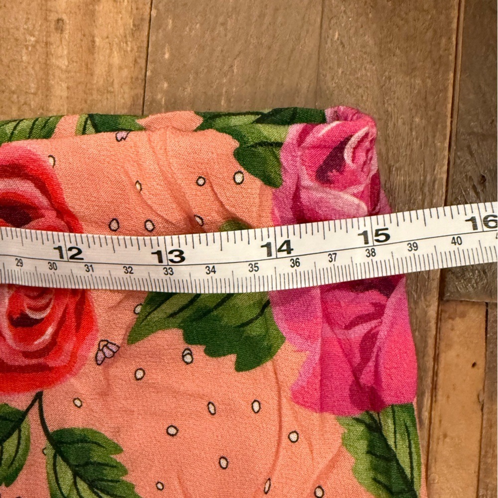 Spell NWT Aphrodite Bias Pant Rose Floral Wide Leg Trousers Pink Orange M - Picture 9 of 12